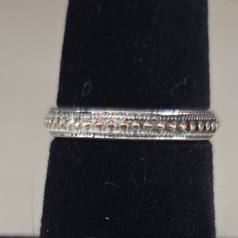Vintage Beaded Eternity Band Ring Milgrain Detail Stacking Ring Size 7.5 0379